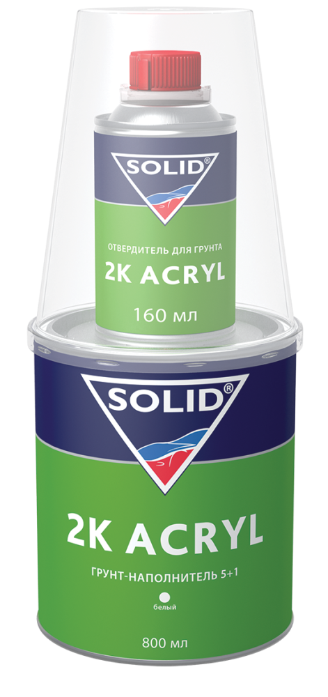 331.0961 SOLID2K ACRYL (800+160мл) - наполнительный грунт 5+1, цвет белый (в комп. с отвердит.)